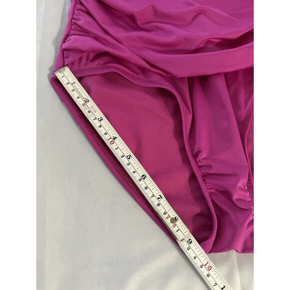 2 Bamboo Swimsuit 1PC Pink Ruched Bandeau Halter Strap Padded Bra Size 10 NWT - Picture 10 of 11